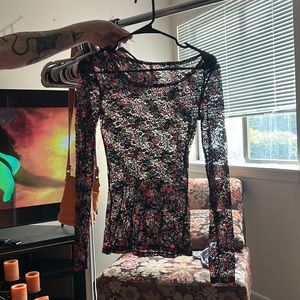 Sheer lace long sleeve top